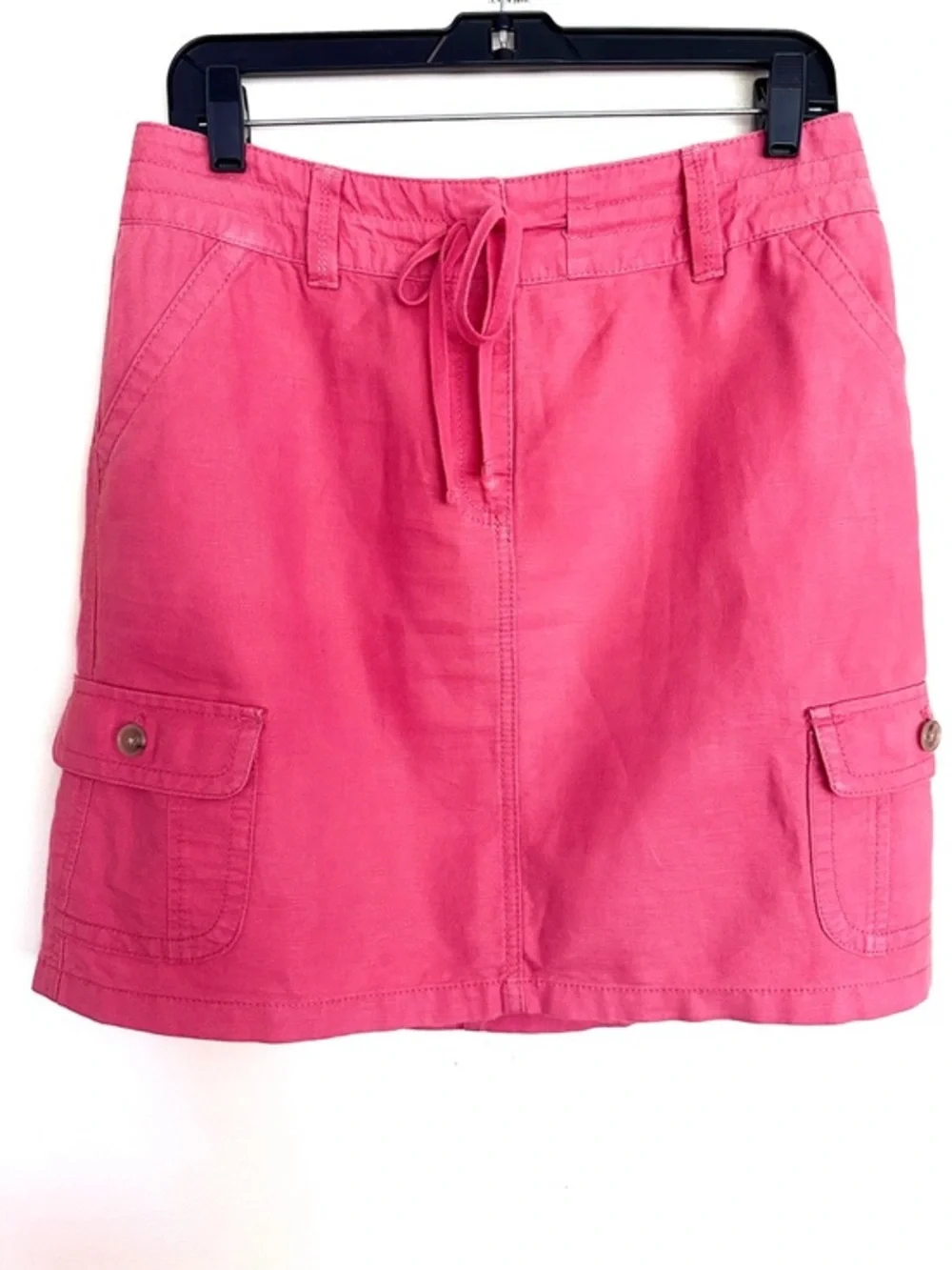 Ann Taylor Rose-Red Linen-Blend Cargo Skirt Size 6